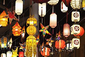 Asia Images Group - Assortment of different lanterns glowing at night