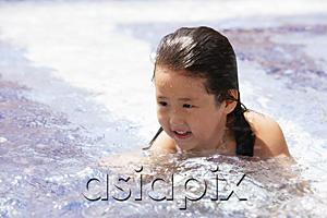 AsiaPix - Girl swimming in pool, head above water