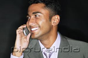 PictureIndia - Businessman mobile phone, smiling